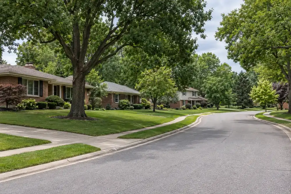 Illustration of a typical residential street in the Concord, MO area