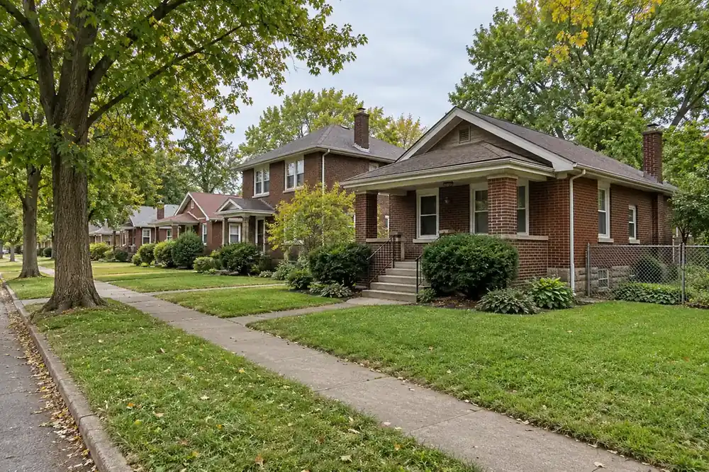 Illustration of a typical residential street in the East St. Louis area
