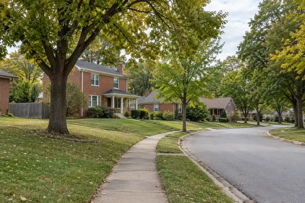 Illustration of a typical residential street in the Ferguson, MO area