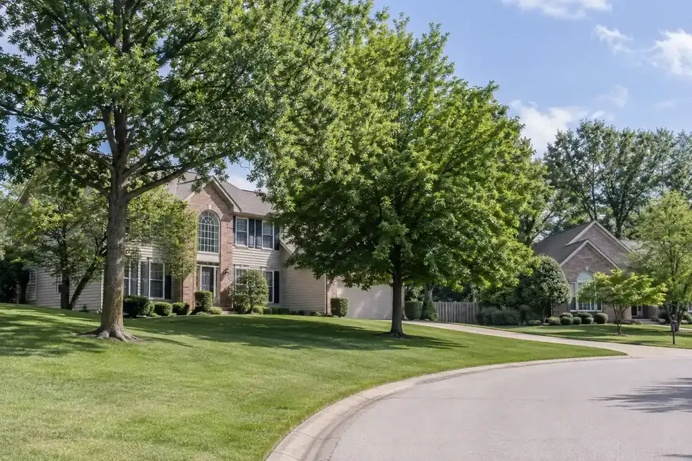Illustration of a typical residential street in the Glen Carbon, IL area