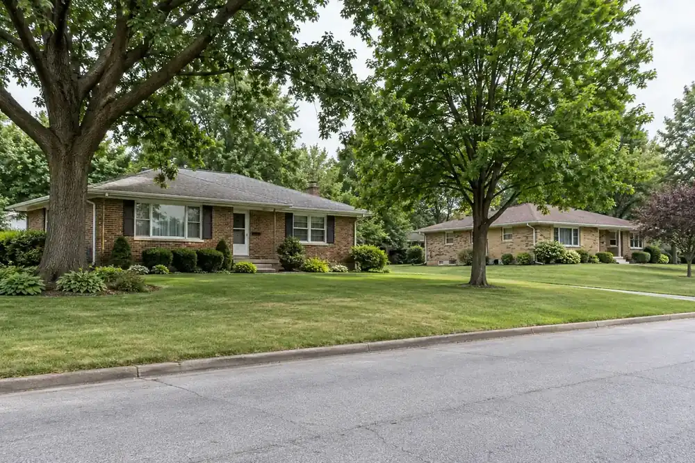 Illustration of a typical residential street in the Godfrey, IL area