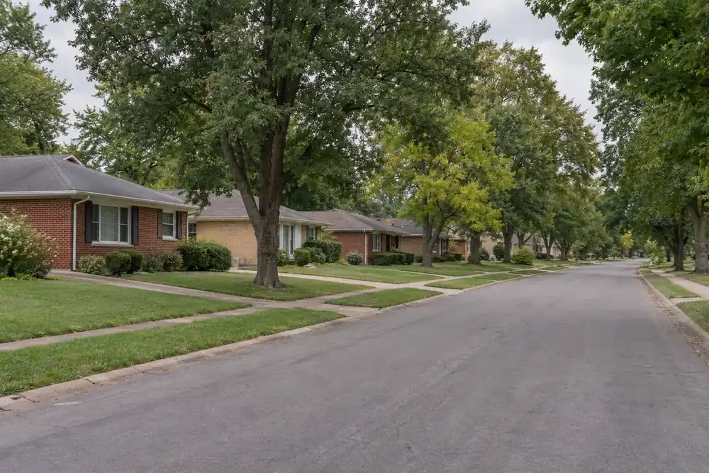 Illustration of a typical residential street in the Hazelwood, MO area