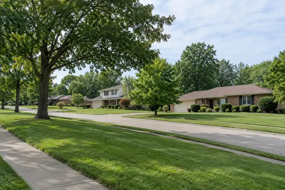 Illustration of a typical residential street in the Shiloh, IL area