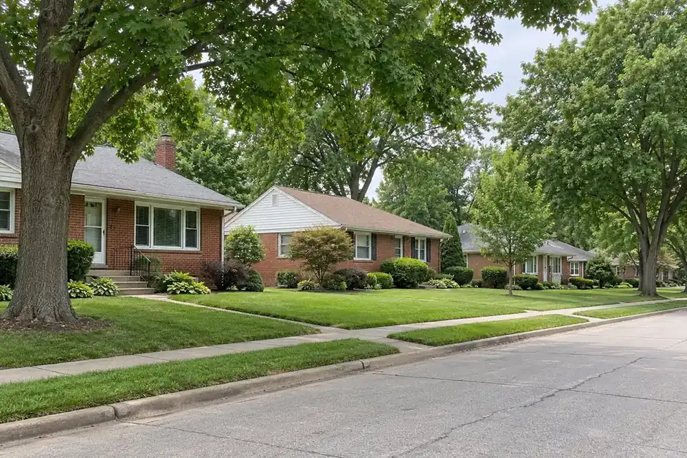 Illustration of a typical residential street in the St. Ann area